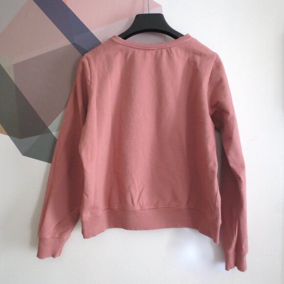Top Shop Pink Silver Beaded Embroidered Sequin Crew Neck Sweatshirt S Small 6 - Picture 4 of 5
